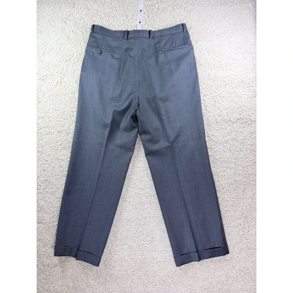 Hickey Freeman Suit Mens 42 L Gray Fair Vintage Pleated Cuffed Micro Pattern